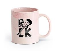 AYUEHBN céramique Tasses à café en grès avec anse Guitare électrique Musique Rock Paroles Forever Free （11oz/320ml） Tasse à café en céramique pour cappuccino, thé, lait Marmorrosa