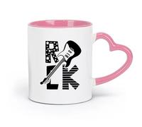 AYUEHBN céramique Tasses à café en grès avec anse Guitare électrique Musique Rock Paroles Forever Free （11oz/320ml） Tasse à café en céramique pour cappuccino, thé, lait Rose