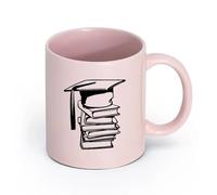 AYUEHBN céramique Tasses à café en grès avec anse Livres de cours académiques pour les études supérieures （11oz/320ml） Utilisation au café ou au restaurant Rose