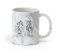 AYUEHBN céramique Tasses à café en grès avec anse Phrase « Ailes d'ange vol » : il est temps de voler （11oz/320ml） Utilisation au café ou au restaurant Marmorschwarz