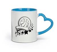 AYUEHBN céramique Tasses à café en porcelaine Sport Healthy Basketball Ruban de victoire Étoiles （11oz/320ml） Lave-vaisselle et micro-ondes, pour le bureau et la maison Bleu