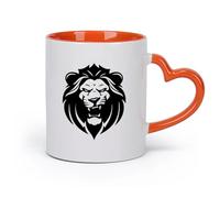 AYUEHBN céramique Tasses à café en porcelaine Tête de lion en colère, prédateur d'animaux sauvages africains （11oz/320ml） Pour expresso, service à thé Orange