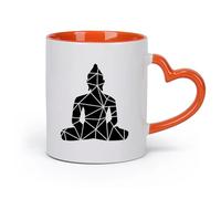 AYUEHBN céramique Tasses à café en porcelaine Yoga Méditation Relaxation OM Chakra Mantra Bouddha （11oz/320ml） Pour café, soupe, thé, lait, latte, chocolat chaud, pour femmes et hommes Orange