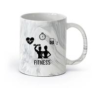 AYUEHBN céramique Tasses à café et à thé Centre de gymnastique, de remise en forme, de beauté du corps, de sport et de santé （11oz/320ml） Café ou cadeau Marmorschwarz