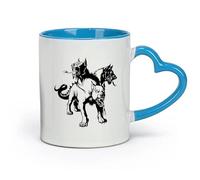 AYUEHBN céramique Tasses à café, thé, café Cerbère, animal de l'enfer, mythe du chien à trois têtes （11oz/320ml） Idéal pour la maison, le bureau, les cafés, idées cadeaux Bleu