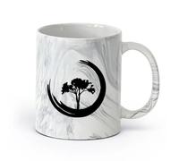 AYUEHBN céramique Tasses à café, thé, café Cercle Zen Enso Arbre de Vie Om Méditation Yoga Studio （11oz/320ml） Cadeau humoristique pour les amateurs de café, les collègues et les amis Marmorschwarz
