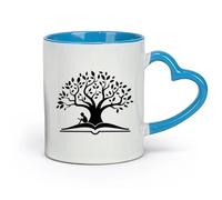 AYUEHBN céramique Tasses à café, thé, café Livre ouvert Garçon lisant des histoires Bibliothèque Arbre （11oz/320ml） Bureau, maison, café, lave-vaisselle et micro-ondes Bleu
