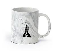 AYUEHBN céramique Tasses à chocolat chaud Dessin animé gothique Château de Dracula Chauves-souris d'Halloween （11oz/320ml） Pour le bureau et la maison Marmorschwarz