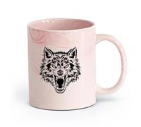 AYUEHBN céramique Tasses à chocolat chaud Tête de loup solitaire, prédateur en colère, animal sauvage de la forêt （11oz/320ml） Restaurant, bureau Marmorrosa
