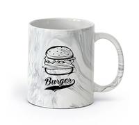 AYUEHBN céramique Tasses à thé, à café et à chocolat chaud Burger Fast Food Restaurant Food Truck （11oz/320ml） Parfait pour les cuisines, restaurants et cafés, excellente idée cadeau Marmorschwarz