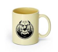 AYUEHBN céramique Tasses à thé, à café et à chocolat chaud Tête de chien Bull Terrier Animal en colère （11oz/320ml） Idéal pour la maison, le bureau, les cafés, idées cadeaux Beige