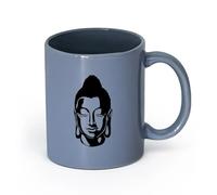 AYUEHBN céramique Tasses à thé et à café élégantes Bouddha Visage Tête Méditation Bouddhisme Religion （11oz/320ml） Tasses à café en céramique pour la maison ou le travail Blaugrau