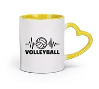 AYUEHBN céramique Tasses à thé et à café élégantes Panneau avec logo de ballon de sport pour le jeu de volley-ball （11oz/320ml） Joli cadeau de Noël Jaune