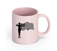 AYUEHBN céramique Tasses à thé et à café élégantes Soldat Femme Fille Officier USA Patriotisme Drapeau Américain （11oz/320ml） Idéal pour la maison et le bureau Rose