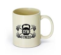 AYUEHBN céramique Tasses durables Logo de centre de fitness de gymnastique, icône d'équipement de sport （11oz/320ml） Utilisation au café ou au restaurant Hellgelb