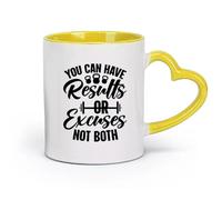 AYUEHBN céramique Tasses durables Vous pouvez avoir des résultats ou des excuses, pas les deux. Lettrage de motivation, mots, gymnastique （11oz/320ml） Joli cadeau de Noël Jaune