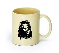 AYUEHBN céramique Tasses en céramique avec anses Animal africain Tête de lion Prédateur Roi des bêtes （11oz/320ml） Cappuccino, latte macchiato, thé, expresso Beige
