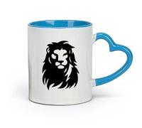 AYUEHBN céramique Tasses en céramique avec anses Animal africain Tête de lion Prédateur Roi des bêtes （11oz/320ml） Cappuccino, latte macchiato, thé, expresso Bleu