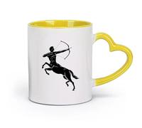 AYUEHBN céramique Tasses en céramique avec anses Centaure Fantasy Mythologie grecque Archer avec arc （11oz/320ml） Bureau, maison, café, lave-vaisselle et micro-ondes Jaune