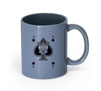 AYUEHBN céramique Tasses en céramique pour café, lait, thé Cartes à jouer Ace Poker Gambler Skull King （11oz/320ml） Cappuccino, latte macchiato, thé, expresso Blaugrau
