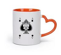 AYUEHBN céramique Tasses en céramique pour café, lait, thé Cartes à jouer Ace Poker Gambler Skull King （11oz/320ml） Cappuccino, latte macchiato, thé, expresso Orange