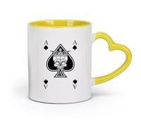 AYUEHBN céramique Tasses en céramique pour café, lait, thé Cartes à jouer Ace Poker Gambler Skull King （11oz/320ml） Cappuccino, latte macchiato, thé, expresso Jaune