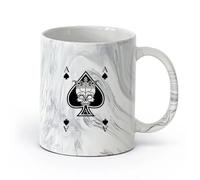 AYUEHBN céramique Tasses en céramique pour café, lait, thé Cartes à jouer Ace Poker Gambler Skull King （11oz/320ml） Cappuccino, latte macchiato, thé, expresso Marmorschwarz