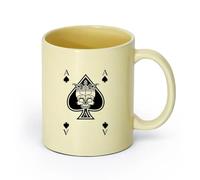 AYUEHBN céramique Tasses en céramique pour café, lait, thé Cartes à jouer Ace Poker Gambler Skull King （11oz/320ml） Cappuccino, latte macchiato, thé, expresso Beige
