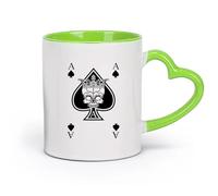AYUEHBN céramique Tasses en céramique pour café, lait, thé Cartes à jouer Ace Poker Gambler Skull King （11oz/320ml） Cappuccino, latte macchiato, thé, expresso Vert