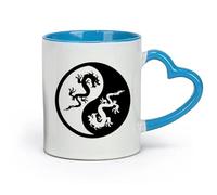 AYUEHBN céramique Tasses en céramique pour café, lait, thé Dragons Yin Yang et Blanc （11oz/320ml） Parfait pour les cuisines, restaurants et cafés, excellente idée cadeau Bleu