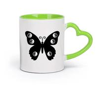 AYUEHBN céramique Tasses en céramique pour café, lait, thé Salle de méditation Zen Butterfly Yin Yang Yoga （11oz/320ml） Bureau, maison, café, lave-vaisselle et micro-ondes Vert