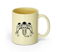 AYUEHBN céramique Tasses en céramique pour café, lait, thé Trois têtes d'éléphant Inde Hindouisme （11oz/320ml） Lave-vaisselle et micro-ondes, pour le bureau et la maison Beige
