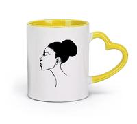 AYUEHBN céramique Tasses en grès pour café, thé Belle femme africaine, fille, tête, cheveux, style afro （11oz/320ml） Cappuccino, latte macchiato, thé, expresso Jaune