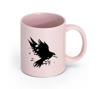 AYUEHBN céramique Tasses en grès pour café, thé Black Bird Studio Flying Raven Ripper Style gothique （11oz/320ml） Pour thé, café et boissons chaudes Rose