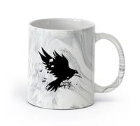AYUEHBN céramique Tasses en grès pour café, thé Black Bird Studio Flying Raven Ripper Style gothique （11oz/320ml） Pour thé, café et boissons chaudes Marmorschwarz