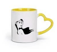 AYUEHBN céramique Tasses en grès pour café, thé Fille Beauté Salon de coiffure Barbershop Mannequin de mode （11oz/320ml） Pour la maison ou le travail Jaune