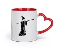 AYUEHBN céramique Tasses en grès pour café, thé Sorcier Fantastique Conte de fées Bâton magique Sorcière （11oz/320ml） Cadeau de bureau unique pour femme et homme Rouge