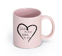 AYUEHBN céramique Tasses en porcelaine Yoga Inspirez Futur Expirez Passé Relaxation Méditation Inscription （11oz/320ml） Pour la maison ou le travail Rose