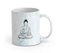 AYUEHBN céramique Tasses et tasses tendance Bouddha Bouddhisme Om Relaxation Zen Méditation Vivre （11oz/320ml） Café, thé, latte, lait, cacao, jus et autres boissons chaudes Marmorblau