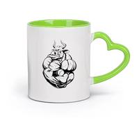 AYUEHBN céramique Tasses et tasses tendance Centre de fitness Musculation Taureau en colère Muscles Animaux （11oz/320ml） Cadeau pour homme ou femme Vert