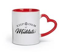 AYUEHBN céramique Tasses et tasses tendance Keep Calm Yoga Studio Méditer Citations Méditation （11oz/320ml） Lave-vaisselle et micro-ondes, pour le bureau et la maison Rouge