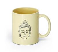 AYUEHBN céramique Tasses pour la maison et le bureau Bouddha Visage Tête Bouddhisme Inde Dieu Religion （11oz/320ml） Bureau, maison, café, lave-vaisselle et micro-ondes Beige