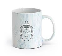 AYUEHBN céramique Tasses pour la maison et le bureau Bouddha Visage Tête Bouddhisme Inde Dieu Religion （11oz/320ml） Bureau, maison, café, lave-vaisselle et micro-ondes Marmorblau
