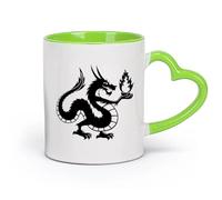 AYUEHBN céramique Tasses tendance pour thé et café Mythe fantastique du feu du dragon chinois pour enfants （11oz/320ml） Pour lait, thé, eau de coca Vert