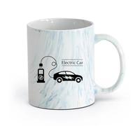 AYUEHBN céramique Tasses tendance pour thé et café Voiture électrique Station de recharge électrique Véhicule （11oz/320ml） Pour le bureau et la maison Marmorblau
