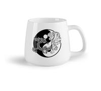 AYUEHBN Fruta de cerámica Taza de Cerámica para Café, Té y Cacao Budismo Yin Yagn Tigre Dragón Estilo Asiático （14oz/400ml） Ideal para usar en casa y la oficina