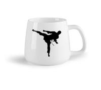 AYUEHBN Fruta de cerámica Taza de Cerámica para Café, Té y Cacao Karate Artes marciales Silueta Hombre Deporte （14oz/400ml） Ideal para usar en casa y la oficina