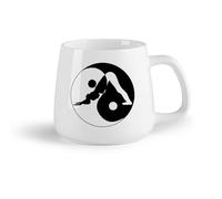 AYUEHBN Fruta de cerámica Taza de Cerámica para Café, Té y Cacao Yin Yang Meditación Yoga Pose Zen （14oz/400ml） Apto para lavavajillas y microondas, para la oficina y el hogar
