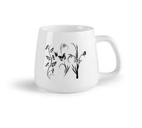AYUEHBN Fruta de cerámica Taza de Cerámica para Hogar y Oficina Mariposa de flor de caña floral （14oz/400ml） Para café, sopa, té, leche, latte, chocolate caliente, para mujeres y hombres