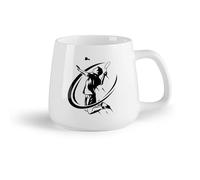 AYUEHBN Fruta de cerámica Taza de regalo original Emblema deportivo de tenis, bádminton y jugador saltador （14oz/400ml） Ideal para el hogar, la oficina, cafeterías, ideas de regalo